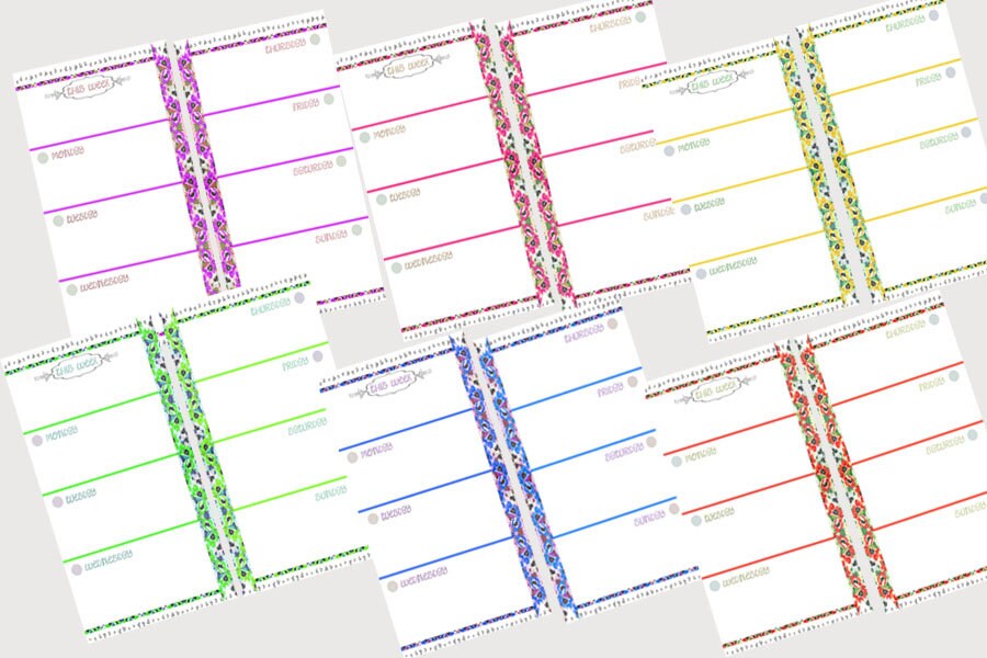 Filofax A5 Printable Week in 2 Pages, Kit 6 Colors, Filofax Inserts ...