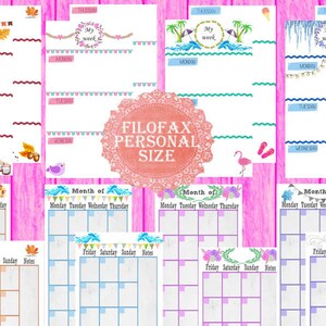 Filofax Personal size week in 2 pages,month on 2 pages, seasons inserts, printable inserts, inserts refill, planner pages, Instant Download!