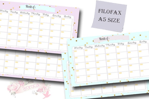 Filofax A5 Printable Calendar Planner Perpetual Calendar | Etsy