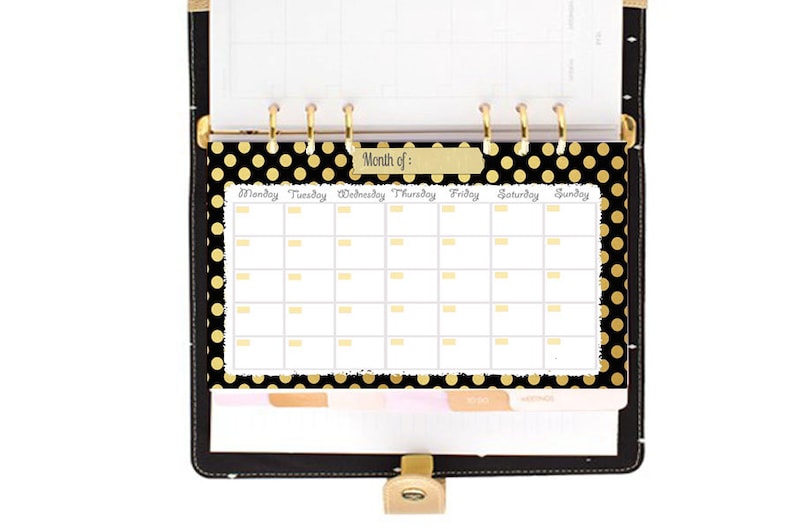 Filofax Personal Printable Calendar Plannergold Themed Etsy