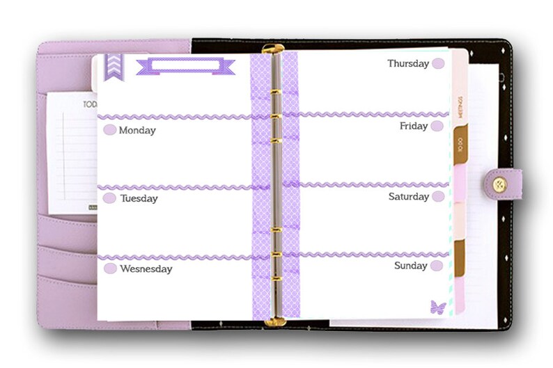 Filofax Personal Printable Week in 2 Pages Purple Week - Etsy