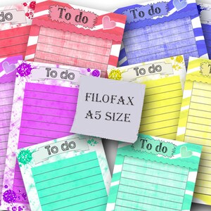 A5 Filofax Printable to Do List , A5 Planner, 10 Insert Pages 5 Colors ...