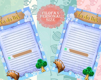 Personal Filofax printable To do list , animal crossing inpired, acnh, cute design, Instant Download!