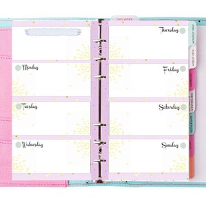 Filofax Personal Printable Week in 2 Pages, Kit 2 Colors,mint and Lilac ...