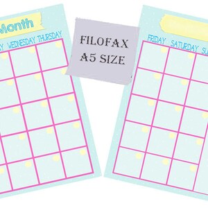 Filofax A5 Printable Month on 2 Page Blue,2 Planner Pages,dots Designs ...