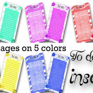 A5 Filofax Printable to Do List , A5 Planner, 10 Insert Pages 5 Colors ...