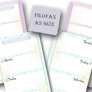 Filofax A5 Printable Week in 2 Pages, Kit 2 Colors,mint and Lilac ...