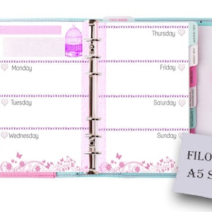 Filofax A5 Printable Week in 2 Pages,pink Themed, Filofax Inserts ...