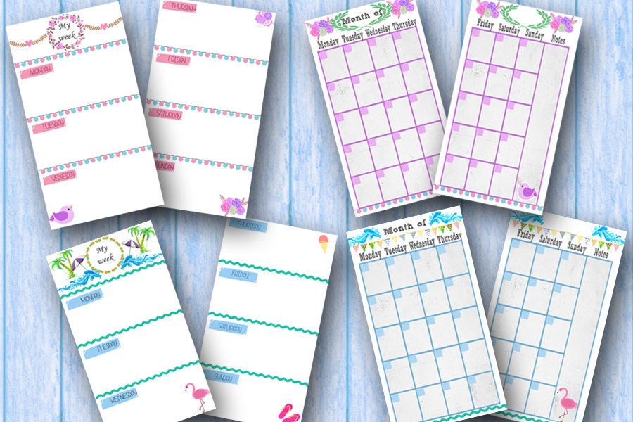 Filofax Personal Size Week in 2 Pages,month on 2 Pages, Seasons Inserts ...
