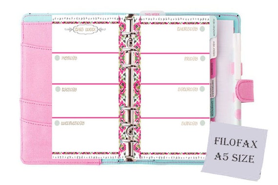 Filofax A5 printable week in 2 pages kit 6 colors filofax | Etsy
