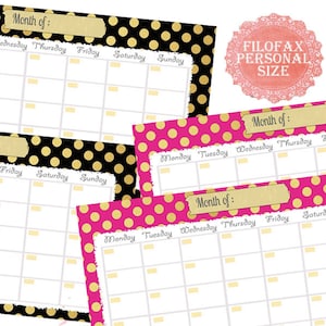 Filofax Personal Printable Calendar Planner,gold Themed, Perpetual ...