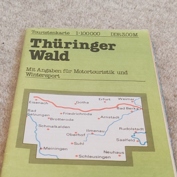 Touristenkarte Der DDR - Tourist map East Germany - Thuringer Wald - 1983