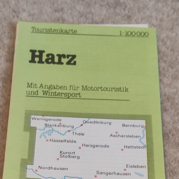 Touristenkarte Der DDR - Tourist map East Germany - Harz - 1980s