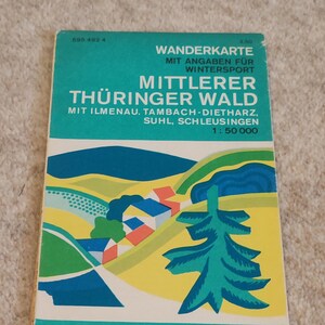 Wanderkarte Mit Angaben für Wassersport - Mapa de senderismo con información para deportes acuáticos - Mittlerer Thuringer Wald- 1973