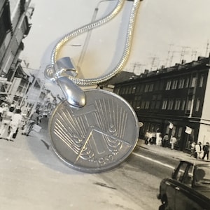 DDR 1 Pfennig Coin Necklace: East German Aluminum Pendant
