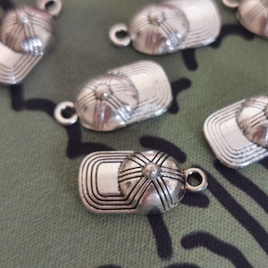 11 x 3D Baseball Bat Charms - 19mm - Silver Tone