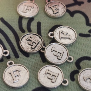 9 x Double Sided Letter F Charms