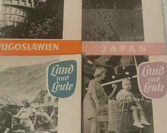 Land und Leute Booklets  - DDR - Iceland, Japan, USA and Yugoslavia 1950s- 1960s