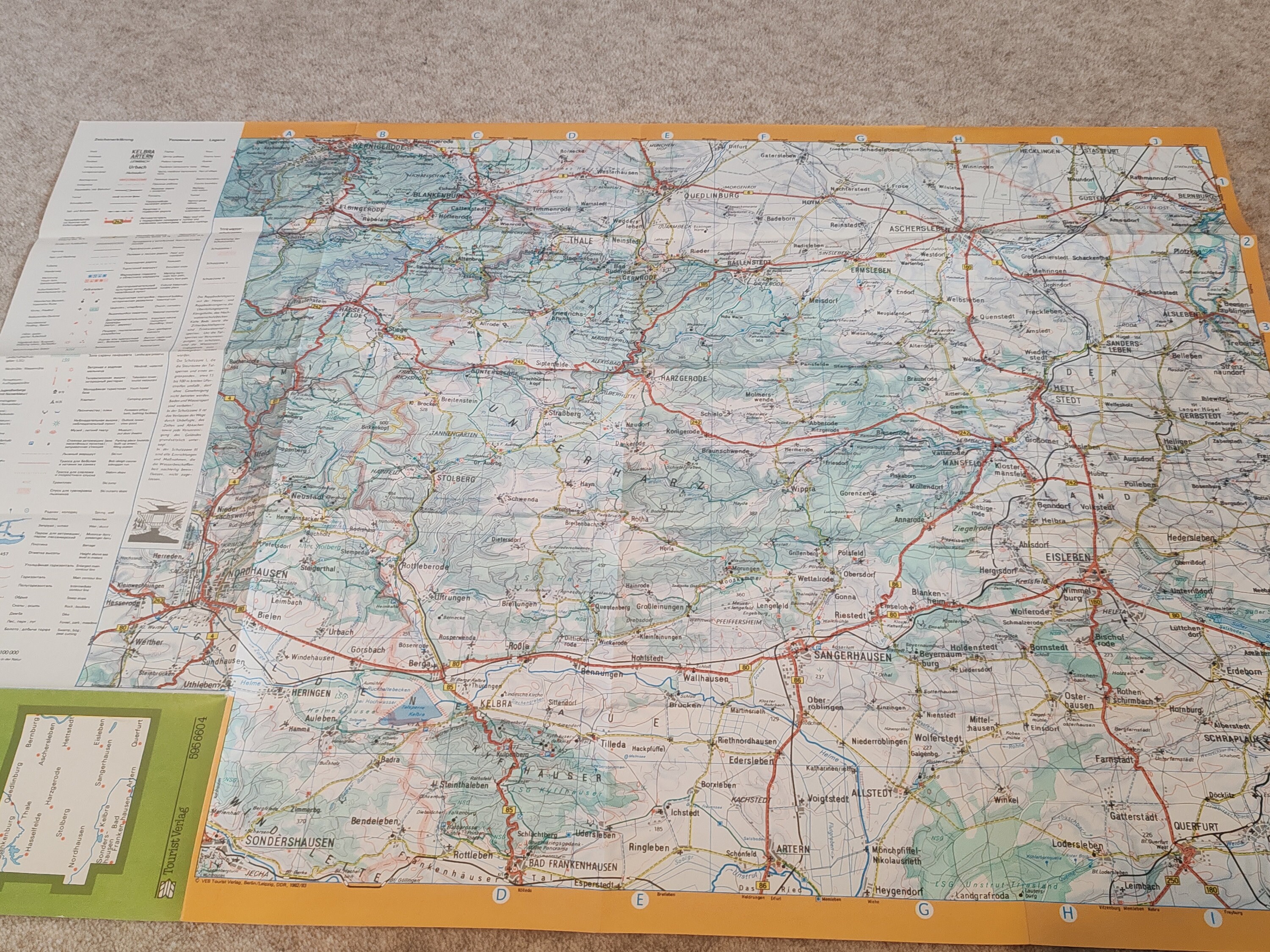 Touristenkarte Der DDR - Tourist Map East Germany - Harz - 1980s