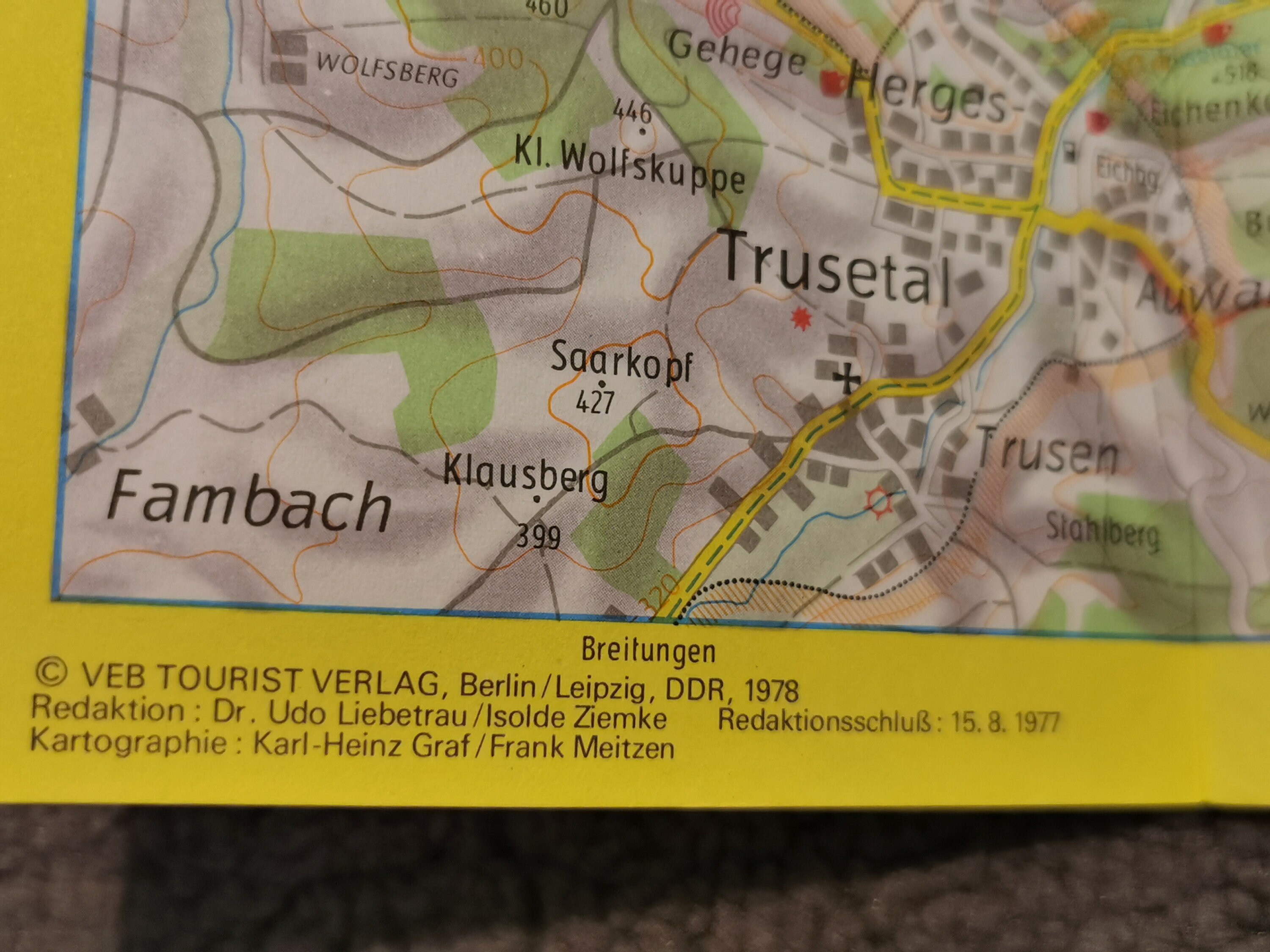 Hiking Map East Germany Wanderkarte DDR 1978 Umgebung Rechenberg Bienenm\u00fchle