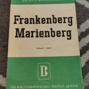 A WanderKarte Der DDR - East German map of Frankenberg & Marienberg  - 1950&#39;s
