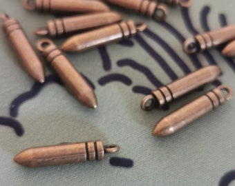 15 x 3D Bullet Charm - Ton Bronze