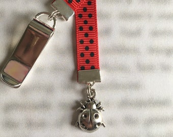 Ladybug Bookmark / Cute Attachable Bookmark - Special clip attaches to cover, ribbon marks your page, never lose your bookmark again!