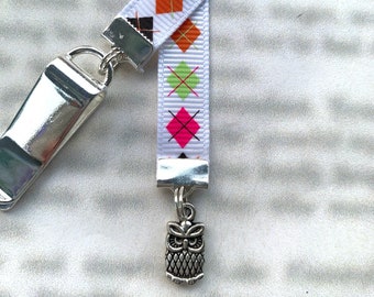 Owl book lover Attachable Bookmark - Special clip attaches to cover, ribbon marks your page, never lose your bookmark again!