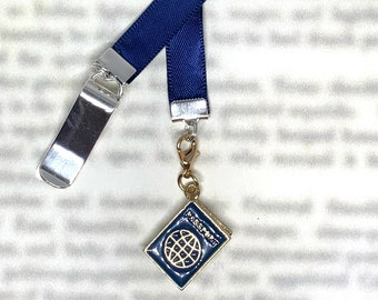 Passport Travel Wanderlust attachable bookmark - Special clip attaches to cover, ribbon marks your page, never lose your bookmark again!