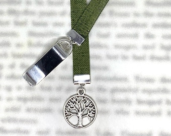 Tree of Life, Family Tree Attachable Bookmark Gift - Special clip attaches to cover, ribbon marks your page, never lose your bookmark again!