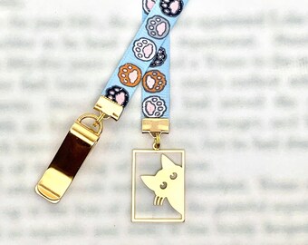 Cat Toe Bean Attachable Bookmark - Special clip attaches to cover, ribbon marks your page. Never lose your bookmark again!