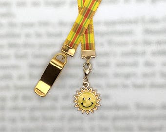 Sunshine Bookmark - You are my Sunshine Attachable Bookmark with Special clip attaches to book cover, ribbon marks your page.