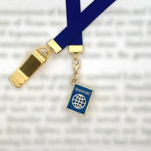Passport Travel Wanderlust attachable bookmark with clip attaches to book cover, ribbon marks your page. Never lose your bookmark again!