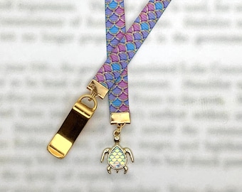 Sea Turtle - Attachable Bookmark with Special clip attaches to book cover, ribbon marks your page. Never lose your bookmark again!