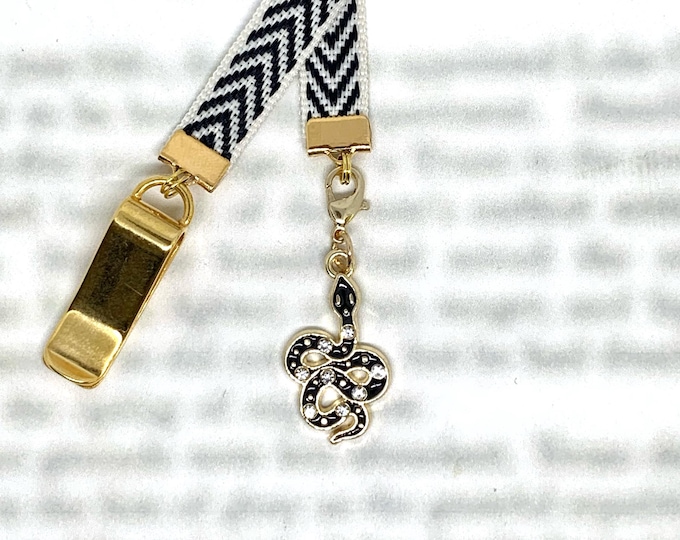 Featured listing image: Snake Reputation Bookmark - Attachable Bookmark with Special clip attaches to book cover, ribbon marks your page. Never lose your bookmark