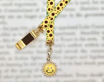 Sunshine Bookmark - You are my Sunshine Attachable Bookmark with Special clip attaches to book cover, ribbon marks your page.