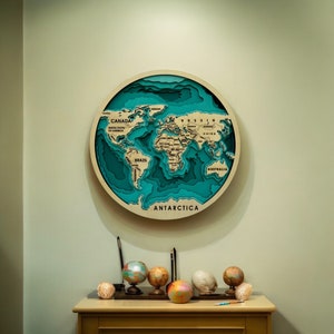 Gelaagde houten Ombré-wereldkaart