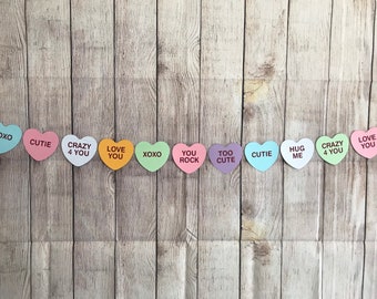 Conversation Hearts paper garland