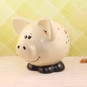 Lovey Piggy Bank with Brown and Pink Hearts, Piggy Bank, Piggy Bank for Girls, Baby Shower Gift, Piggy Bank for Kids, Baby Christmas Gift
