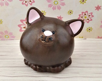 Wood piggy bank CAT dad kitten figurine Montessori wooden toy Adult boy girl kid large coin bank Tip jar Money box Unique baby shower gift