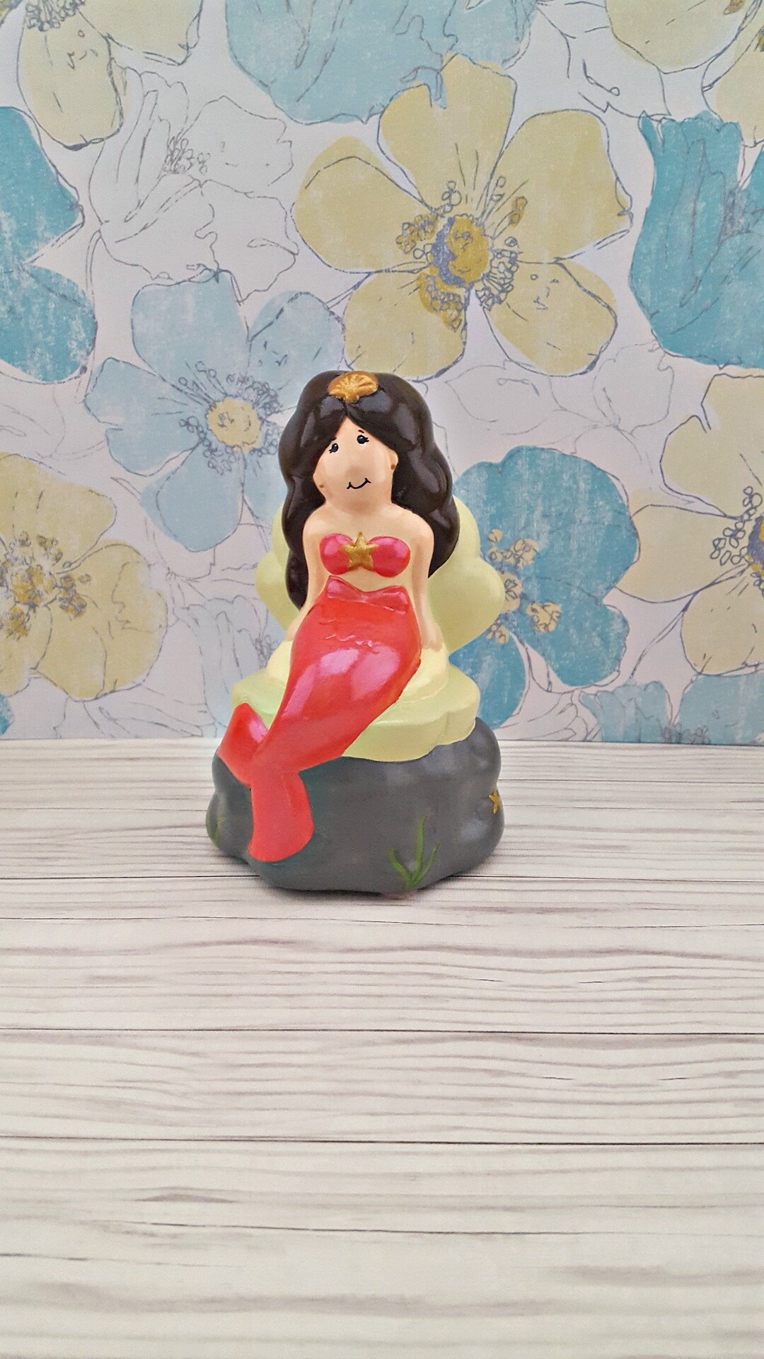 Mermaid Piggy Bank With Red Rail, Mermaid Piggy Bank, Piggy Bank, Kids