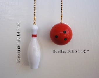 Handcrafted Bowling Pin and/ or Bowling ball ceiling fan chain pulls