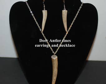 Real shed Deer Antler tines Earrings /or Necklace/or set