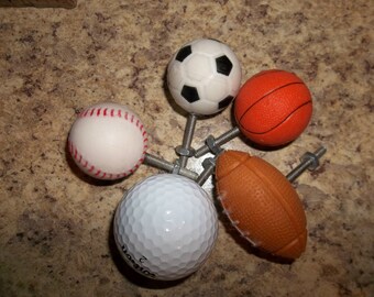 2 Each Sports Ball Drawer Pulls Baseball Soccer Basketball 1 Pair