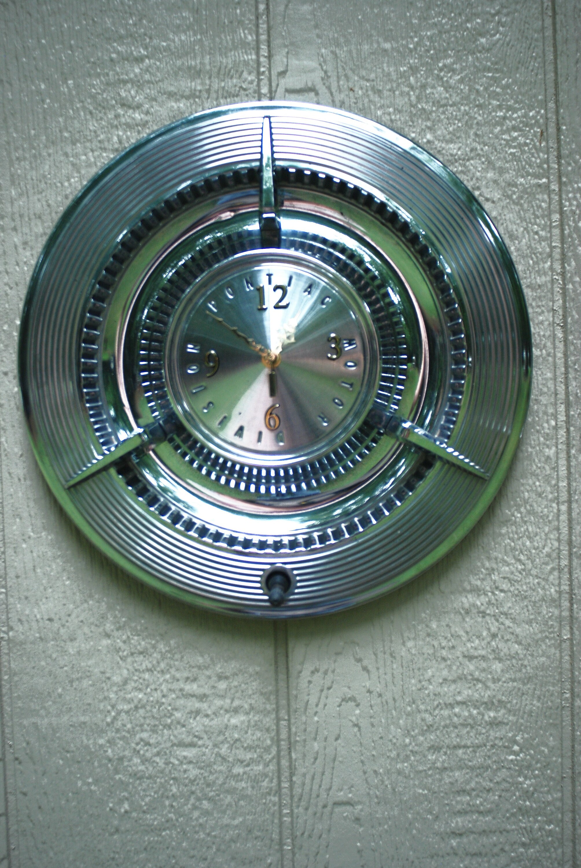 Vintage Handmade Pontiac Hubcap Clock