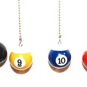 Unique Que Ball or 1 thur 15 Pool Ball Ceiling Fan/Light pull chain or Key Chain image 3