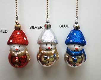 Red, Silver or Blue Snowmen Ceiling fan chain pulls