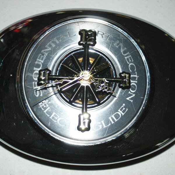 Custom Clock Up-cycled from used Harley Davidson Motorcycle Air Filter Cover... One-of-a -kind