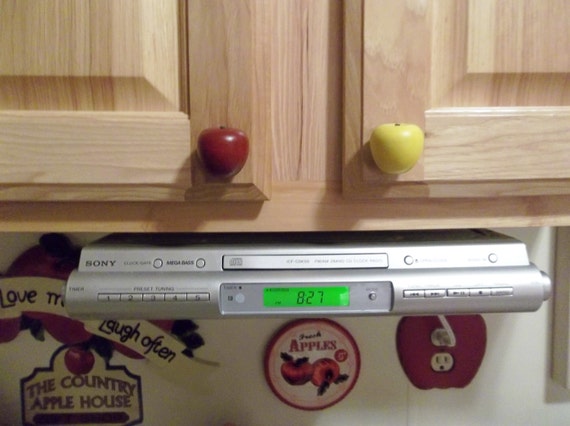 Handcrafted Wooden Apple Cabinet Knobs Drawer Pulls In Red Or Etsy