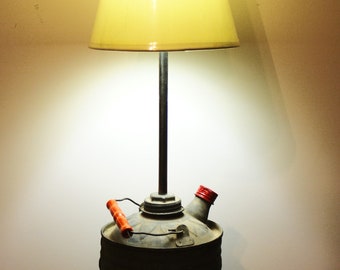 One-of-a-kind antique gas can lamp